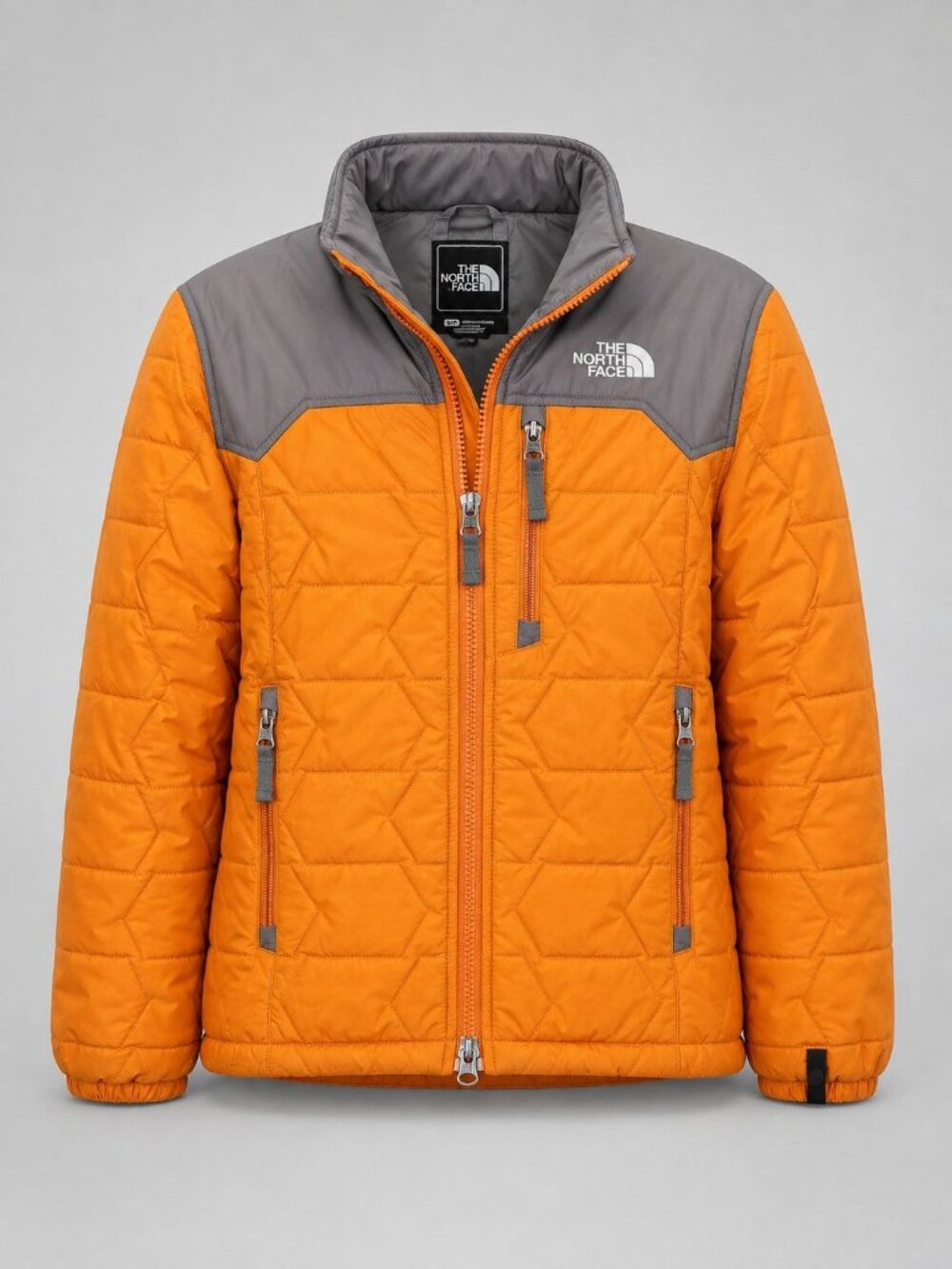 The North Face Perrito Boys Medium Reversible Jacket Orange & Gray Winter Snow